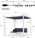PURPLE LEAF 10' x 10' Outdoor Aluminum Pergola White Heavy-Duty Retractable - Image 6
