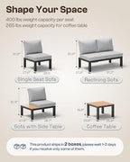 Aluminum Outdoor Patio Furniture Set, 4 Seats Modular Patio Sectional Sofa Set - Image 8