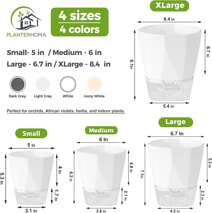 12 Pack Self Watering Plant Pots 6 Inches Self-Watering Planters - Image 3