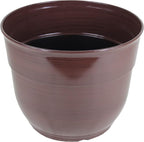 Garden Elements Indoor/Outdoor Glazed Brushed Happy Plastic Planter, Dark Brown - Image 3
