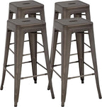 FDW Metal Bar Stools Set of 4 Counter Height Bar Stools 24 Inches Industrial by FDW