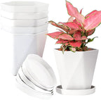 InmeRun Plant Pots Indoor Plastic Flower Pots Outdoor 7 inch Set of 6 Pack by InmeRun