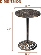 VINGLI 40" Outdoor Bar Table, High Top Table, Cast Aluminum Outdoor Pub Table - Image 3