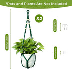Macrame Plant Hanger, Wood Beads Cotton Hanging Planter Holder - Image 5