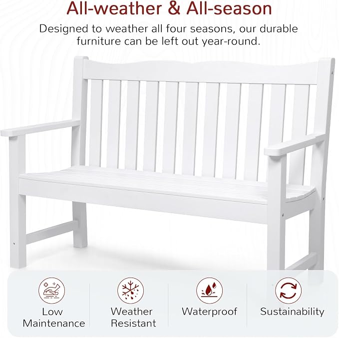 Stoog 3-Piece All-Weather Outdoor Bench & Chairs Set, Include 2 Garden Chairs - Image 4