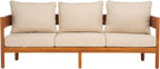 SAFAVIEH Outdoor Collection Theo Natural Teak Solid Wood/Taupe Cushion 3-Seater - Image 11
