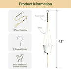 Macrame Plant Hanger Polyester Rope 42 Inch Outdoor Indoor Adjustable Hanging - Image 3
