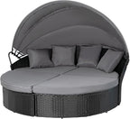 Outdoor Patio Furniture Canopy Daybed Round Sofas, 4 Pieces Seating Separates - Image 8