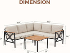 MELLCOM 6 Pieces Patio Furniture Sets, L-Shaped Patio Conversation Sets Metal - Image 3