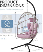 SWITTE Egg Chair Outdoor with Stand, Indoor Wicker Hanging Egg Swing Chair with - Image 3
