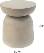 Christopher Knight Home Stela Patio Lightweight Concrete Drum Side Table - Image 2