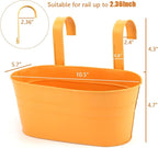 3 Pack Metal Railing Planters, 10.5" Oval Hanging Flower Pots - Image 2