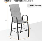 VINGLI Set of 6 Stackable Outdoor Bar Stools – Sling Chairs - Image 3