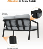 Outdoor Patio Loveseat, Never-Rust Aluminum Outdoor Loveseat Couch - Image 9