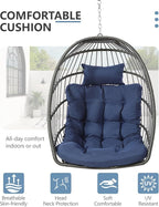 SWITTE Egg Chair Outdoor with Stand, Indoor Wicker Hanging Egg Swing Chair with - Image 5