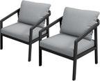 Patio Sofa Chairs Set of 2, Never-Rust Aluminum Outdoor Armchair by SeeHill