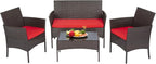 FDW Patio Furniture Set PE Rattan Patio Set Wicker Outdoor Furniture Bistro Set by FDW