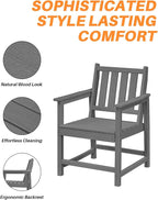 Patio Dining Chair Set of 2, HDPE Outdoor Dining Chair, Ergonomic HDPE Dining - Image 8