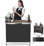 VINGLI Portable Bar Table, 2-Tier Shelves, Mobile Bar Table by VINGLI