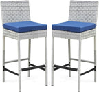ECOTOUGE Outdoor Bar Stools Set of 2, Wicker Woven Patio Stools & Patio Bar by ECOTOUGE