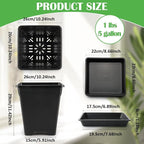 BTPLASTIK Plant Pots 10 Inch Set of 5, Large Square Plastic Planter - Image 4