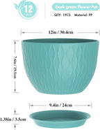 12 Inch Large Plant Pots for Indoor or Outdoor Plants, Wide Water Ripples - Image 2
