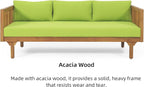 Merax Outdoor 3 Seater Daybed, Acacia Wood Day Bed Couch Sofa - Image 4