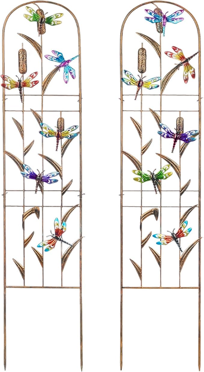 SUNNYPARK Set of 2 Dragonfly Metal Garden Trellis by SUNNYPARK