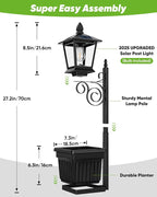 Outdoor Flower Pots 2 in 1, Solar Lamp Post - Image 6