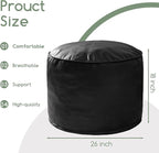 HIGOGOGO Round Stuffed Pouf Ottoman, Pu Leather Poufs - Image 2