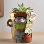 Picasso Abstract Face Flower Pot, Unique Resin Crafted Planter - Image 7