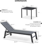 PURPLE LEAF Outdoor Chaise Lounge Set of 2 Aluminum Patio Lounge Chair - Image 2