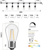 Svater 96 FT Outdoor String Lights 2W, Patio Light - Image 2