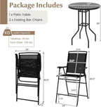 COSTWAY 3 PCS Patio Table and Chairs Set, Bistro Furniture - Image 4