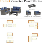 Solaste 4 Piece Outdoor Patio Furniture Set, Outdoor Sectional Sofa - Image 5