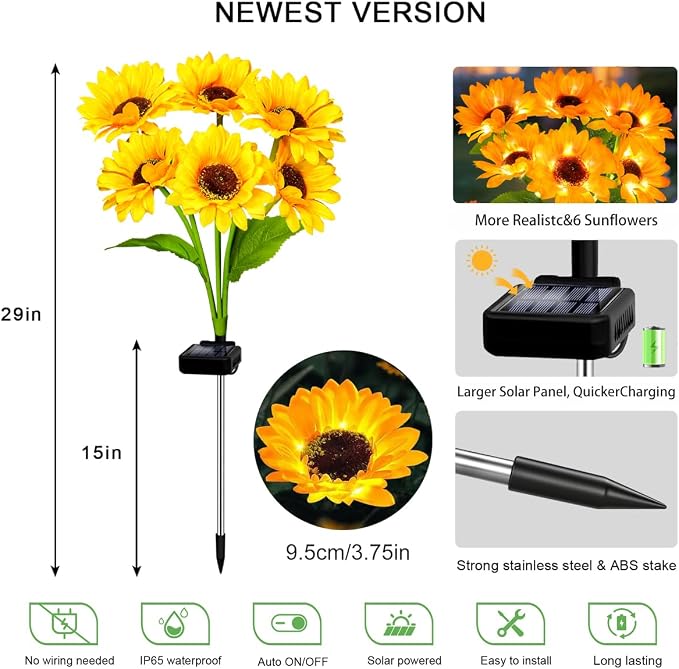 Solar Sunflower Lights 2 Pack - Image 2