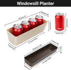 GREANER 6 Pack Window Box Planter, 12x3.8 Inch Rectangle Herb Planter - Image 2