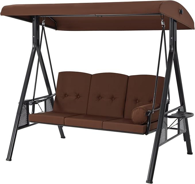 AECOJOY Outdoor Porch Swing, 3-Seat Porch Swing - Image 4