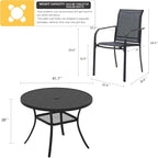 VICLLAX 5 Pieces Patio Dining Set, Outdoor Furniture Set Includes 41.2" Round - Image 2