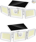 INCX 156 LED Solar Motion Lights Outdoor 2 Pack, 3 Heads Solar Security Lights by INCX