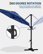 GarveeLife 10 ft Patio Umbrella Outdoor Large Cantilever Umbrella w/Base - Image 6