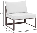 Modway Fortuna Aluminum Outdoor Patio Armless Chair in Brown White - Image 2