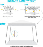 Canopy Tent, 10X10 FT Pop Up Canopy Outdoor Instant Tent Slant Legs - Image 3