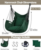 Halalona Hammock Chair Hanging Hammock Chair Rope Swing 2 Cushions - Image 6