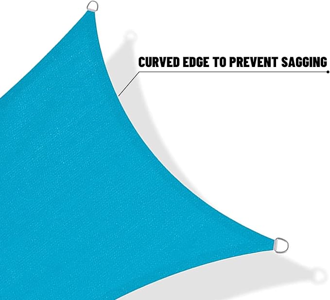 SUNNY GUARD Custom Size 10'x10'x14.1' Turquoise Blue Sun Shade Sail Right - Image 7