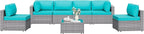 Shintenchi 7 Pieces Outdoor Patio Furniture Sets, Patio Sectional Sofa Couch by Shintenchi