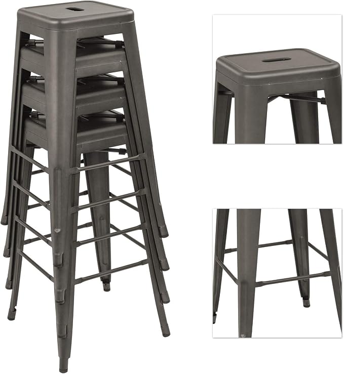 Devoko Metal Bar Stools 30" Indoor Outdoor Stackable Barstools Modern Style - Image 4