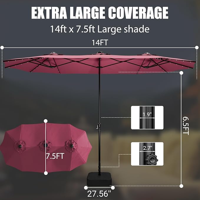 LEVELEVE 14FT Large Patio Umbrella - Image 3
