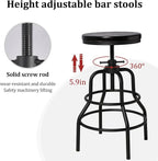 LOKKHAN Vintage Industrial Bar Stool-Rustic Swivel Bar Stool-Round Walnut Wood - Image 4