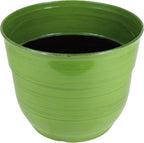 Garden Elements Indoor/Outdoor Glazed Brushed Happy Plastic Planter, Dark Green - Image 2